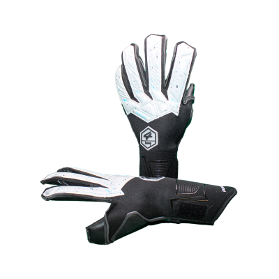 Luvas desportivas pretas e brancas em fundo branco