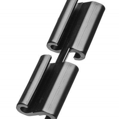 Dobradiça de plástico preta com eixo metálico