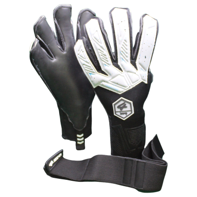 Par de luvas desportivas pretas e brancas com logo 4 KEEPERS