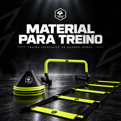 Material de treino específico para guarda-redes com cones, escada de agilidade e barreira em verde e preto