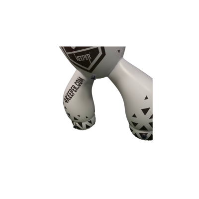 Boneco insuflável branco com padrões pretos e texto 4KEEPER.COM