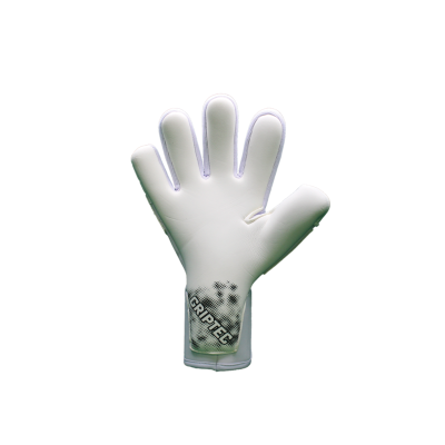 Luva branca de guarda-redes com etiqueta GRIP-TEC no pulso