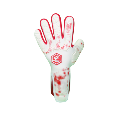 Luva branca desportiva com detalhes vermelhos e logo KEEP