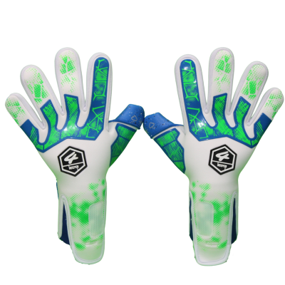 Par de luvas para guarda-redes brancas, azuis e verdes com logo 4K