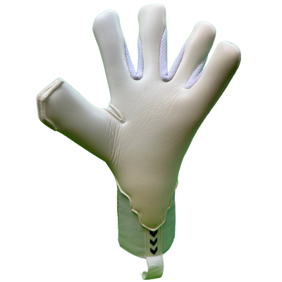 Luva de guarda-redes de futebol branca com punho verde claro