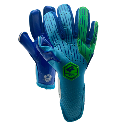 Par de luvas desportivas azuis e verdes com logótipo 4 KEEPER