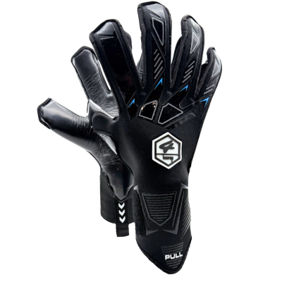 Par de luvas desportivas negras com detalhes em azul e branco