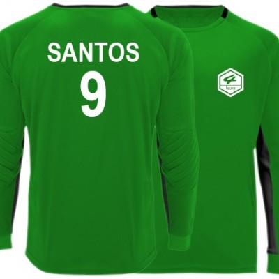 Camisola desportiva verde com nome SANTOS e número 9