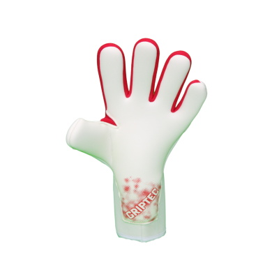 Luva de guarda-redes branca e vermelha com impressão GRIPTECH