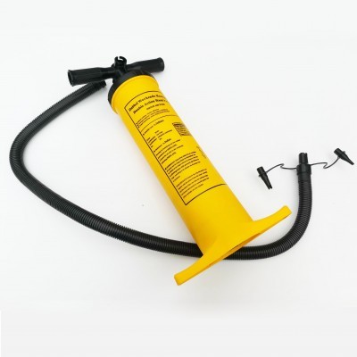 Bomba de ar manual amarelo com mangueira preta