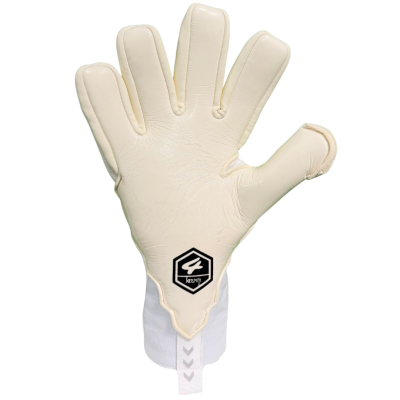 Luva desportiva cor creme com logo KEEPER no punho branco.