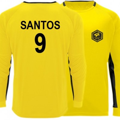 Camisola amarela de manga comprida com SANTOS e número 9 em preto