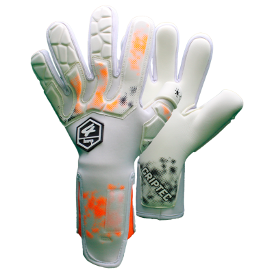 Luvas de guarda-redes brancas com detalhes laranja e preto