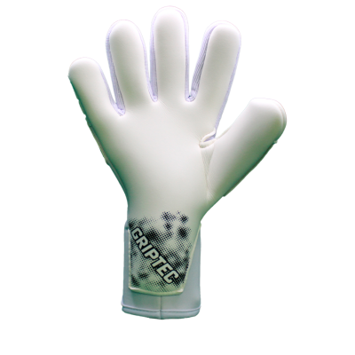 Luva branca para guarda-redes com texto GRIPTEC no pulso