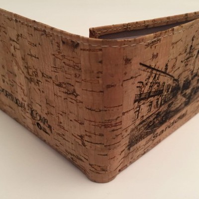 Carteira de cortiça estampada com desenho de barco e texto PRINCE LIONS 05