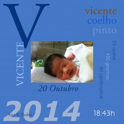 Anúncio de nascimento de bebé com detalhes do bebé e foto