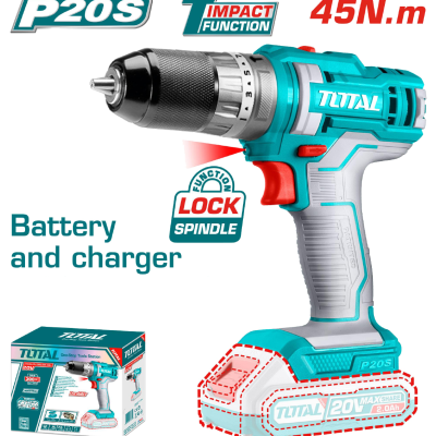 Aparafusadora sem fios TOTAL P20S com bateria destacável e embalagem