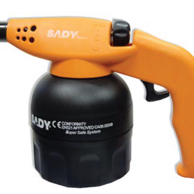 Bótija de isqueiro recarregável laranja e preto com texto branco