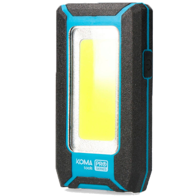 Lanterna retangular preta e azul KOMA tools PRO SERIES com luz amarela