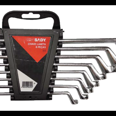 Conjunto de chaves luneta metálicas com suporte preto e etiqueta