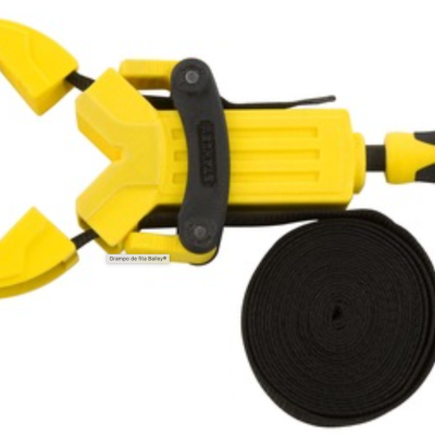 Abraçadeira de aperto ajustável amarela e preta com cabo ergonómico e fita preta