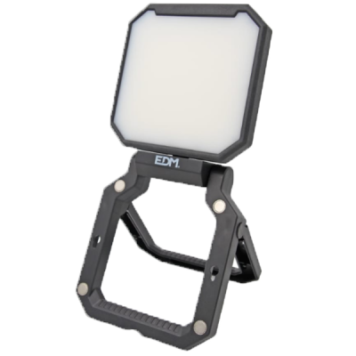 Lanterna portátil quadrada com painel de luz branco e suporte preto articulado