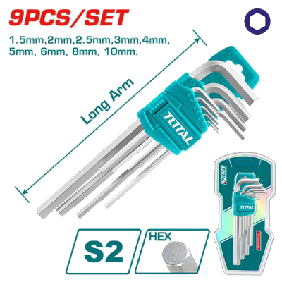 Conjunto de 9 chaves hexagonais S2 com suporte azul