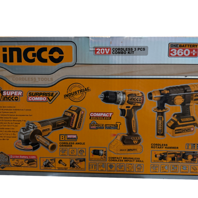 Caixa de conjunto de ferramentas sem fios INGCO 20V em alaranjado e cinzento