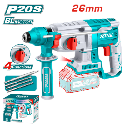 Martelo perfurador elétrico TUTTAL azul turquesa e branco com punho lateral e acessórios