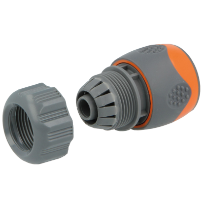 Acessórios de plástico para mangueira de jardim cinzento com detalhes laranja