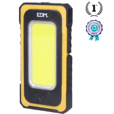 Lanterna portátil EDM preta e amarela com selo prémio 2022