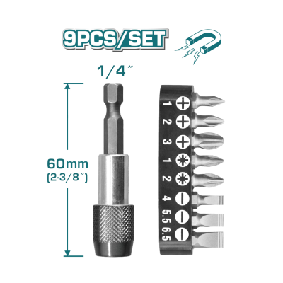 Conjunto de 9 peças para chave de fendas e suporte