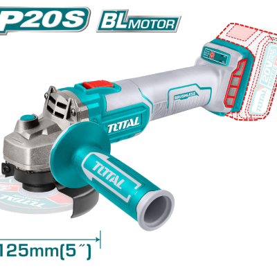 Esmeril angular sem fio TOTAL azul turquesa e cinzento com disco de 125mm