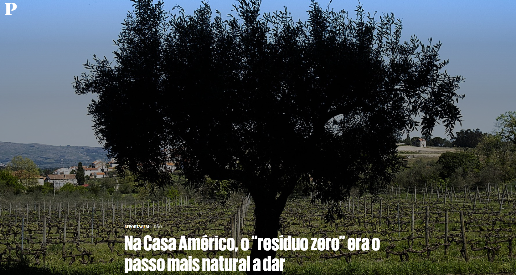 Vinha com árvore ao centro e texto sobre resíduo zero