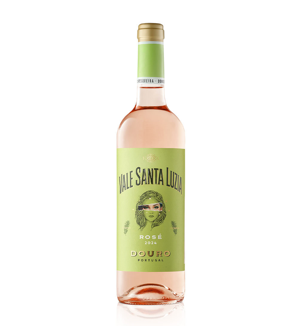 Vale Santa Luzia Rosé 2024 Garrafa de vinho rosé com etiqueta verde e texto VALE SANTA LUZIA