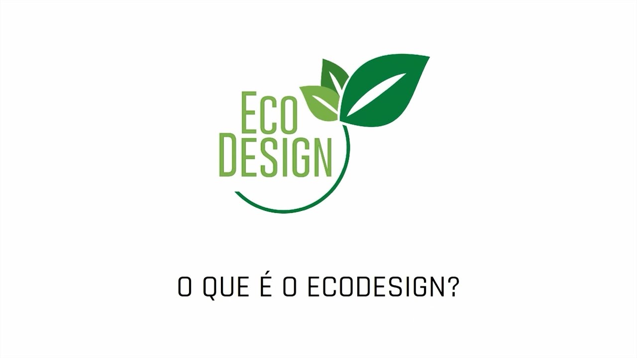Logotipo Eco DESIGN com duas folhas verdes e o texto 'O QUE É O ECODESIGN?'