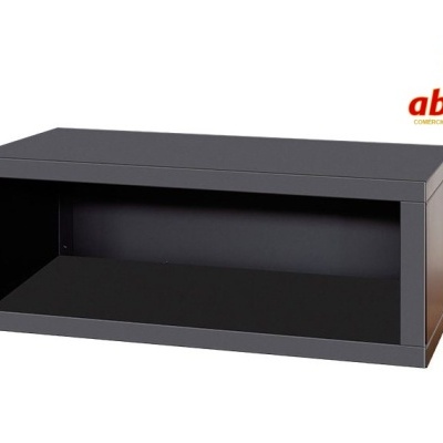 Estante retangular aberta cinza escura sobre fundo branco com logotipo abranfogo