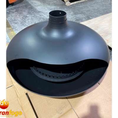 Candeeiro de teto metálico cinzento escuro arredondado com abertura frontal