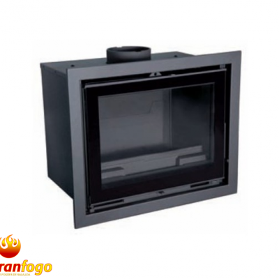 Recuperador de calor metálico preto com porta de vidro