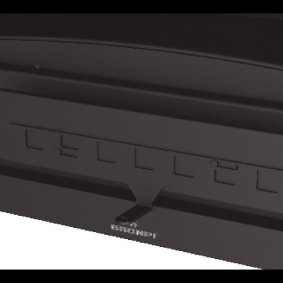 Painel frontal de equipamento eletrónico preto com botões e suporte BRONPI