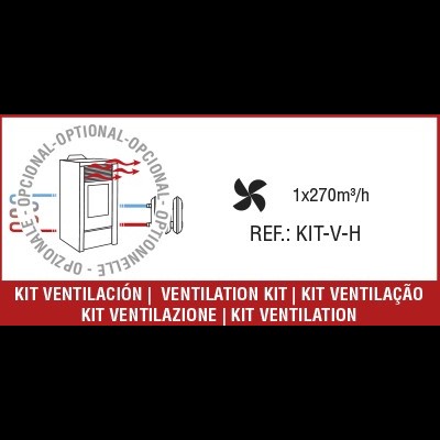 Ilustração do kit de ventilação opcional com fluxo de ar 1x270m³/h e referência KIT-V-H