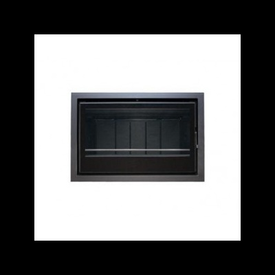 Lareira embutida retangular preta com vidro frontal