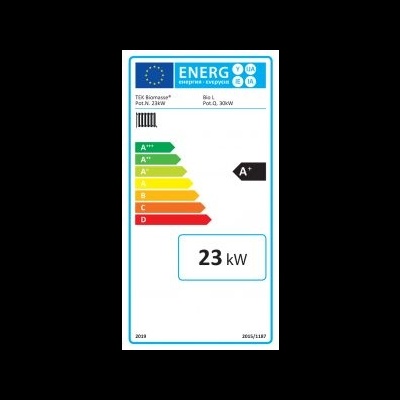 Etiqueta de eficiência energética da União Europeia com classificação A+ e potência 23 kW