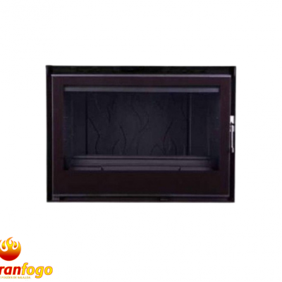 Lareira embutida preta com vidro frontal transparente
