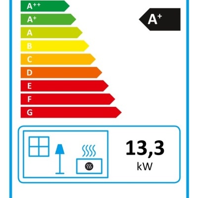 Etiqueta energética da UE com eficiência A+ para C&A Chama Cristal 69 DF
