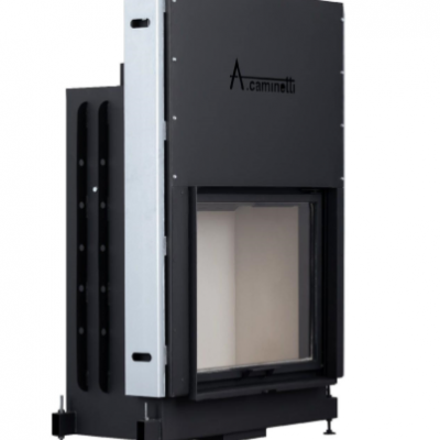 Lareira A.caminetti preta com vidro frontal transparente