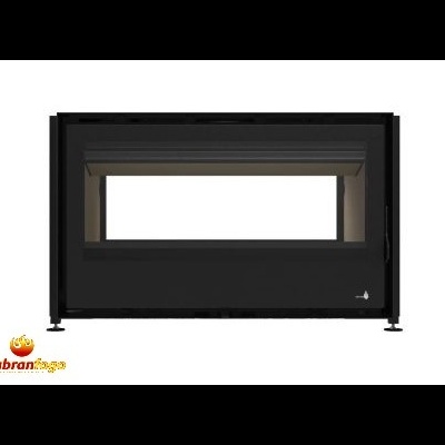 Lareira embutida preta com vidro frontal e design moderno