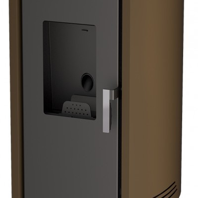 Salamandra de aquecimento metal preto com laterais castanhas e painel digital