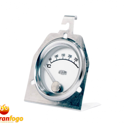 Termómetro analógico com escala de 0 a 250 graus Celsius em base metálica