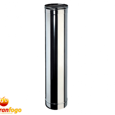 Tubo cilíndrico metálico prateado liso e brilhante com logótipo 'abranfogo'